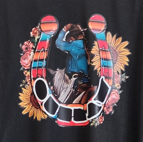 Tops - Black Long Sleeve Tee with Colorful Graphic